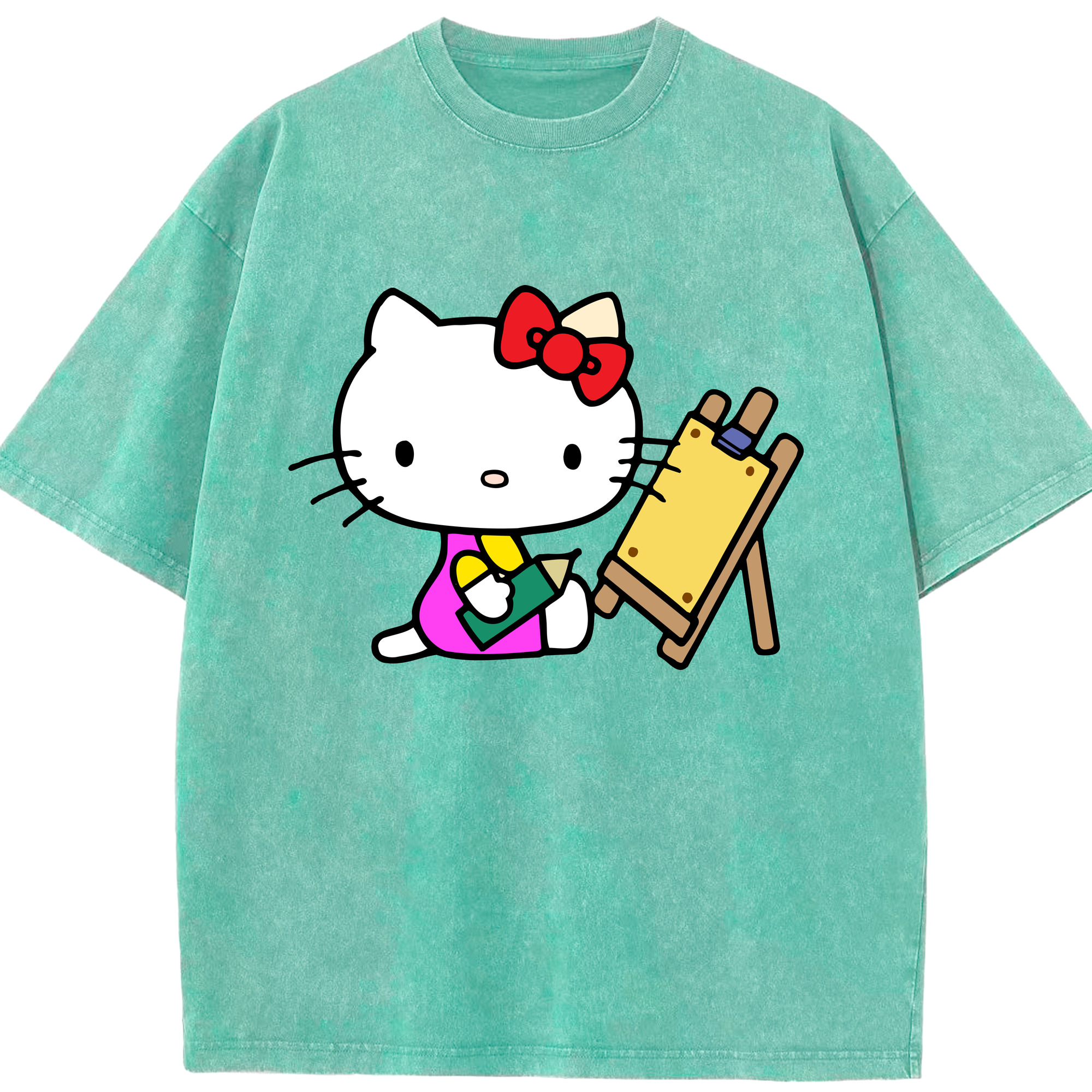 （画像用） Hello Kitty ハローキティ 綿100% ヴィンテージ風 半袖Tシャツ（フロントプリント）